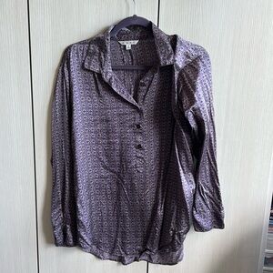 Cabi purple silk button up tunic